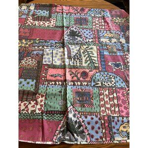 African animal print burgundy pink green blue black fabric 58”x78” approximately
